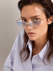 Golden Goose Sunglasses cat-eye style with silver frame and blue lenses
