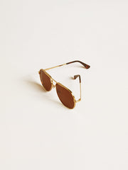 Golden Goose Aviator style sunglasses with gold frame and brown lenses