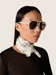 Golden Goose Charlie aviator sunglasses with pearl white frame and gold lenses