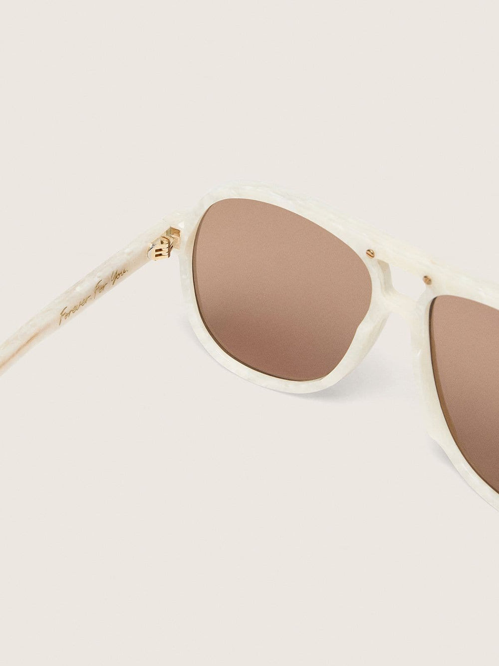 Golden Goose Charlie aviator sunglasses with pearl white frame and gold lenses