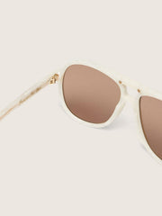 Golden Goose Charlie aviator sunglasses with pearl white frame and gold lenses