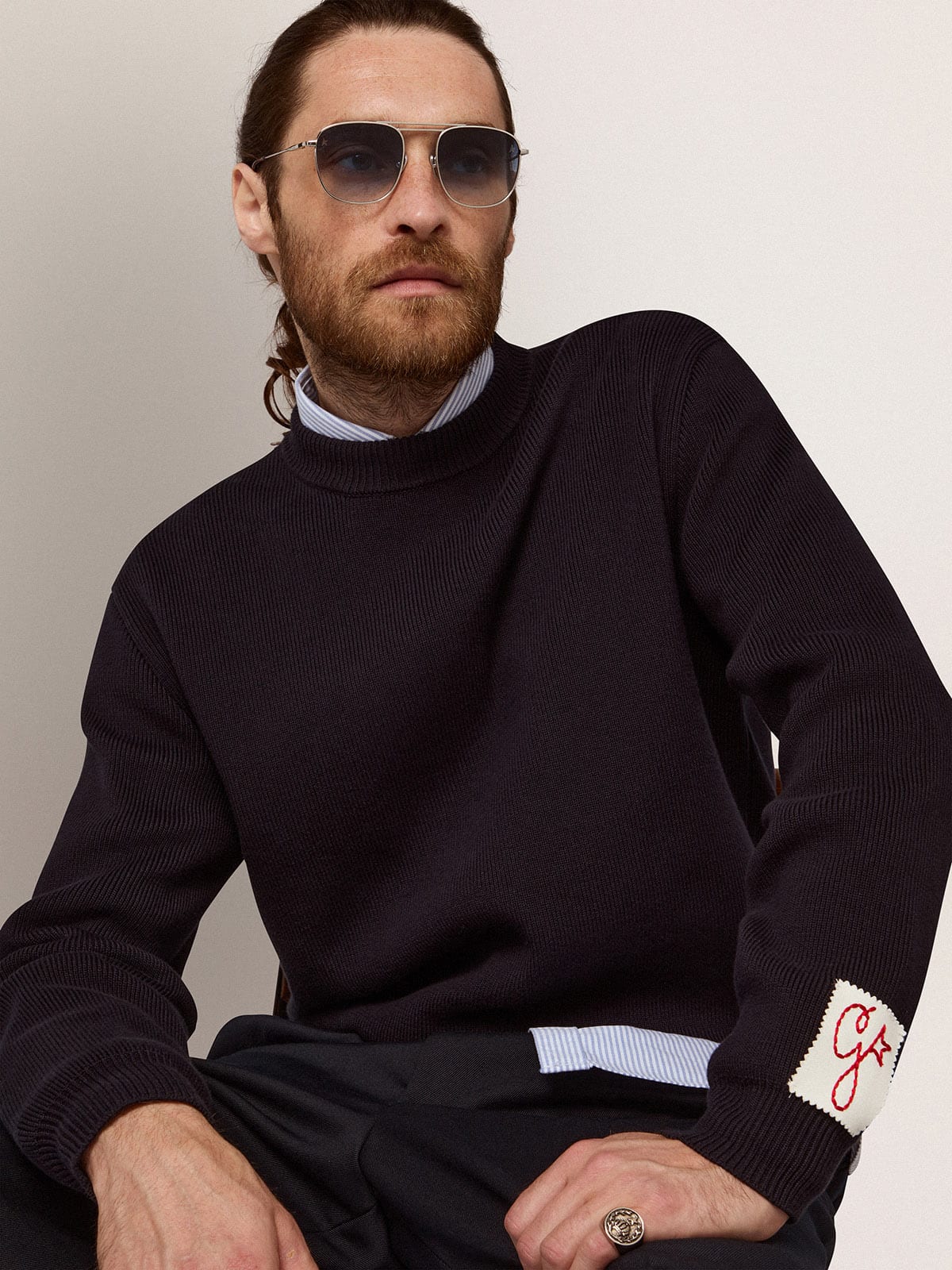 Golden Goose Sunframe Roger aviator model with silver frame