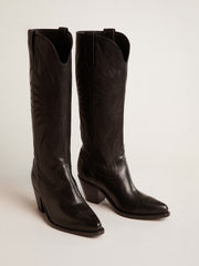 Golden Goose Women's Wish Star boots in black leather with star embroidery