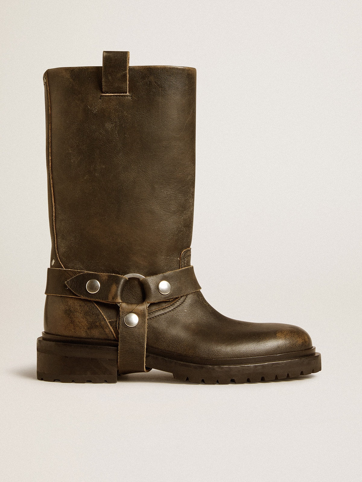 Golden Goose Kurt boots in black leather with silver buckle