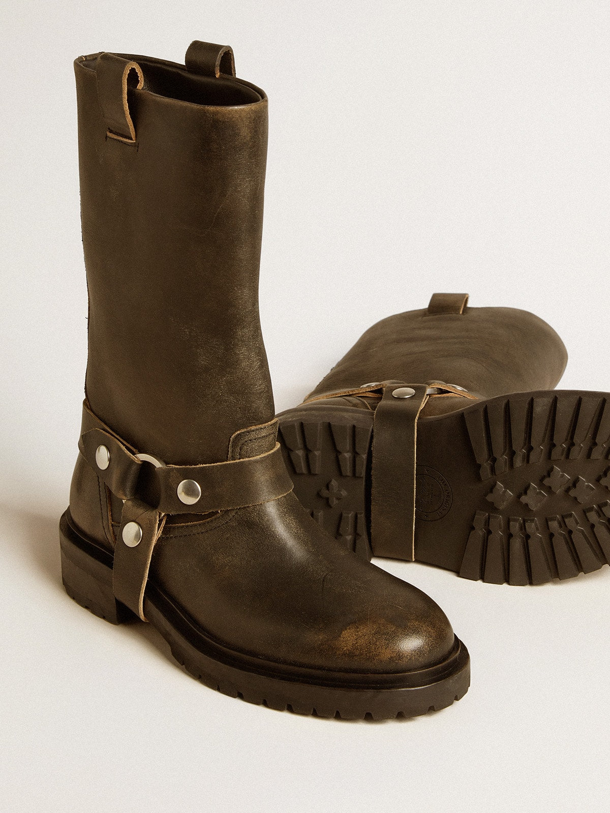 Golden Goose Kurt boots in black leather with silver buckle