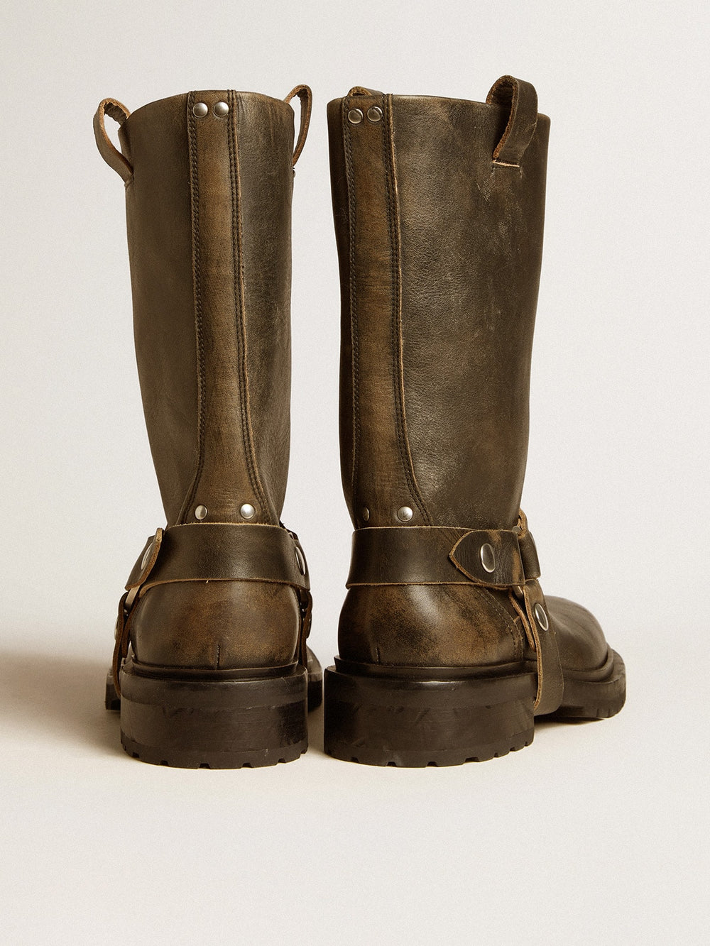 Golden Goose Kurt boots in black leather with silver buckle