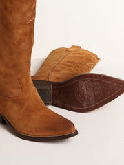 Golden Goose Wish Star boots in cognac suede with tone-on-tone inlay star