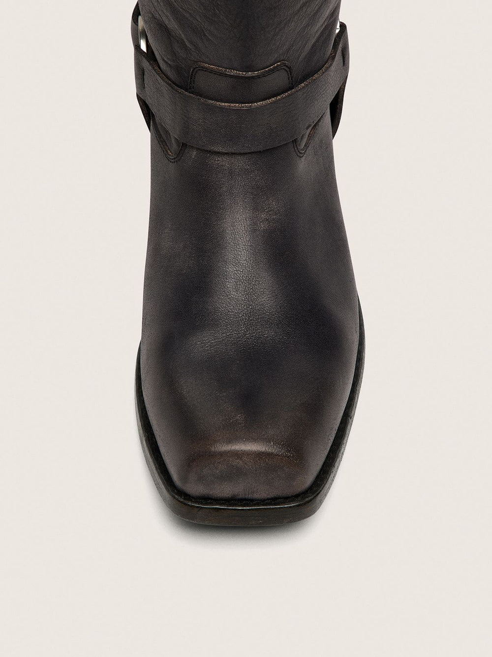 Golden Goose Women's high Biker boots in black leather with strap and silver-colored buckle