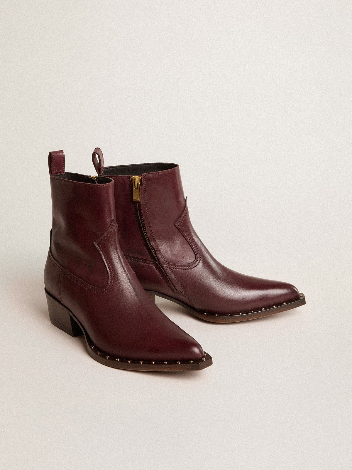 Golden Goose Womens's low Debbie boots in burgundy leather