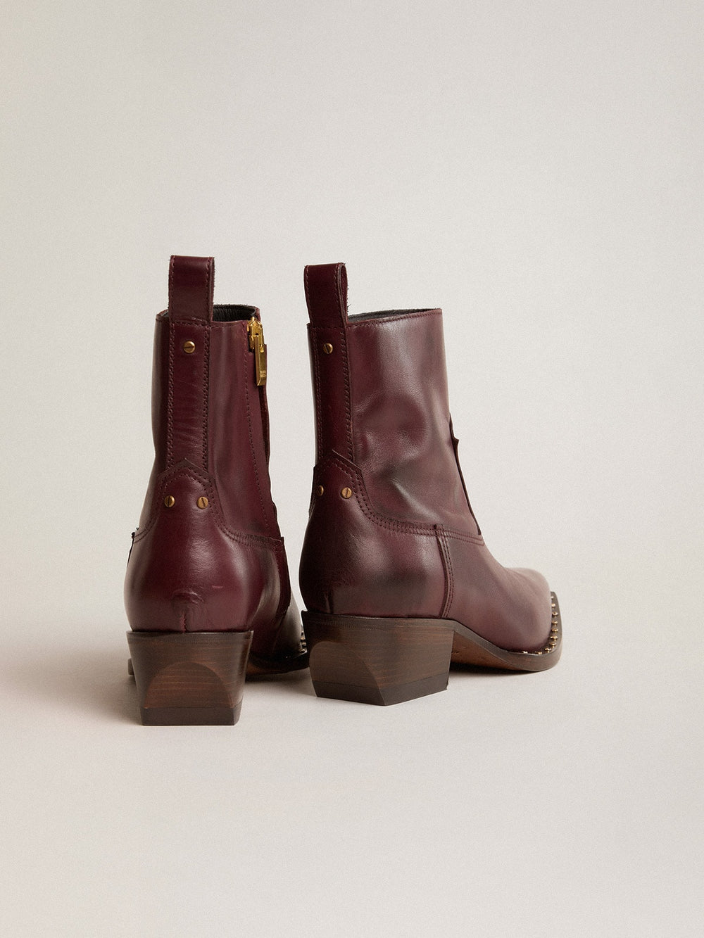 Golden Goose Womens's low Debbie boots in burgundy leather