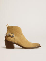 Golden Goose Patty ankle boots in sand-colored waxed suede