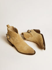 Golden Goose Patty ankle boots in sand-colored waxed suede
