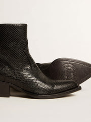 Golden Goose Low Debbie boots in black snake-print leather
