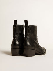 Golden Goose Low Debbie boots in black snake-print leather