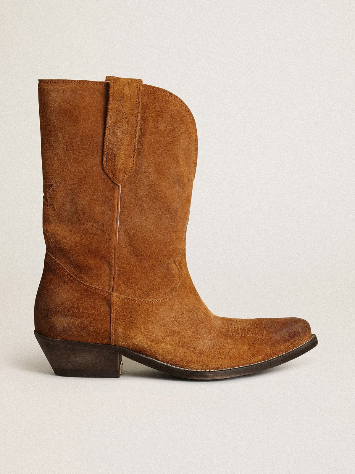 Golden Goose Women's low boots in tobacco-colored suede with inlay star