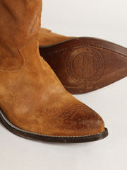 Golden Goose Women's low boots in tobacco-colored suede with inlay star