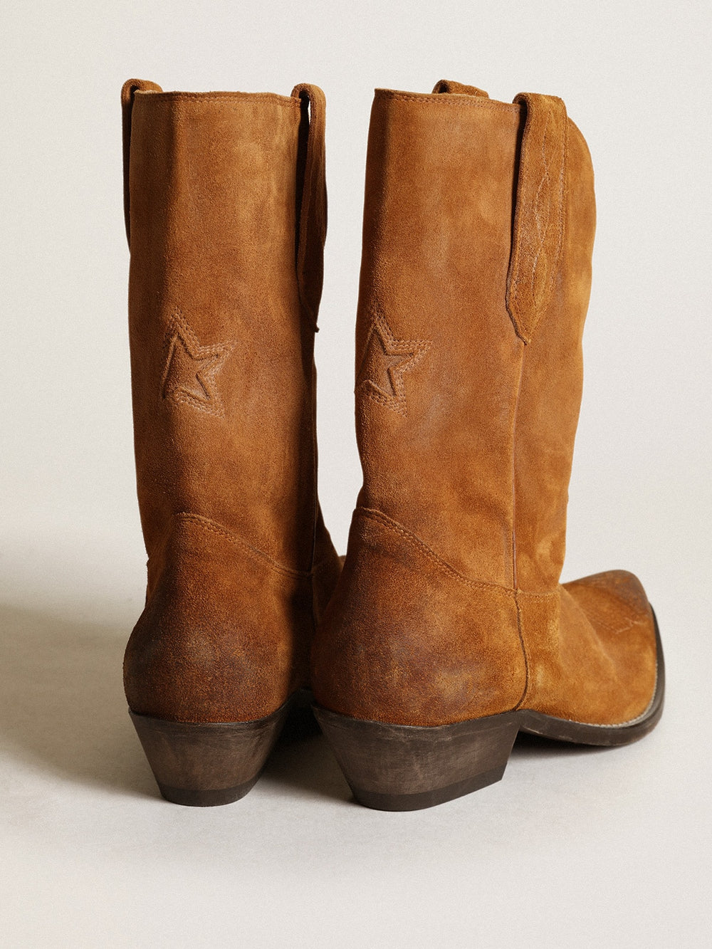Golden Goose Women's low boots in tobacco-colored suede with inlay star