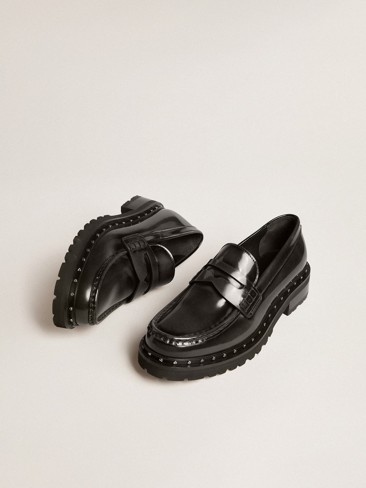 Golden Goose Women’s chunky loafers in studded black leather