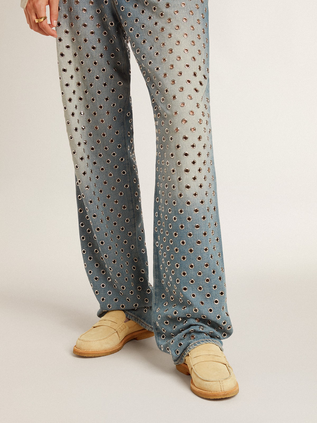 Golden Goose Jerry loafer in ecru waxed suede