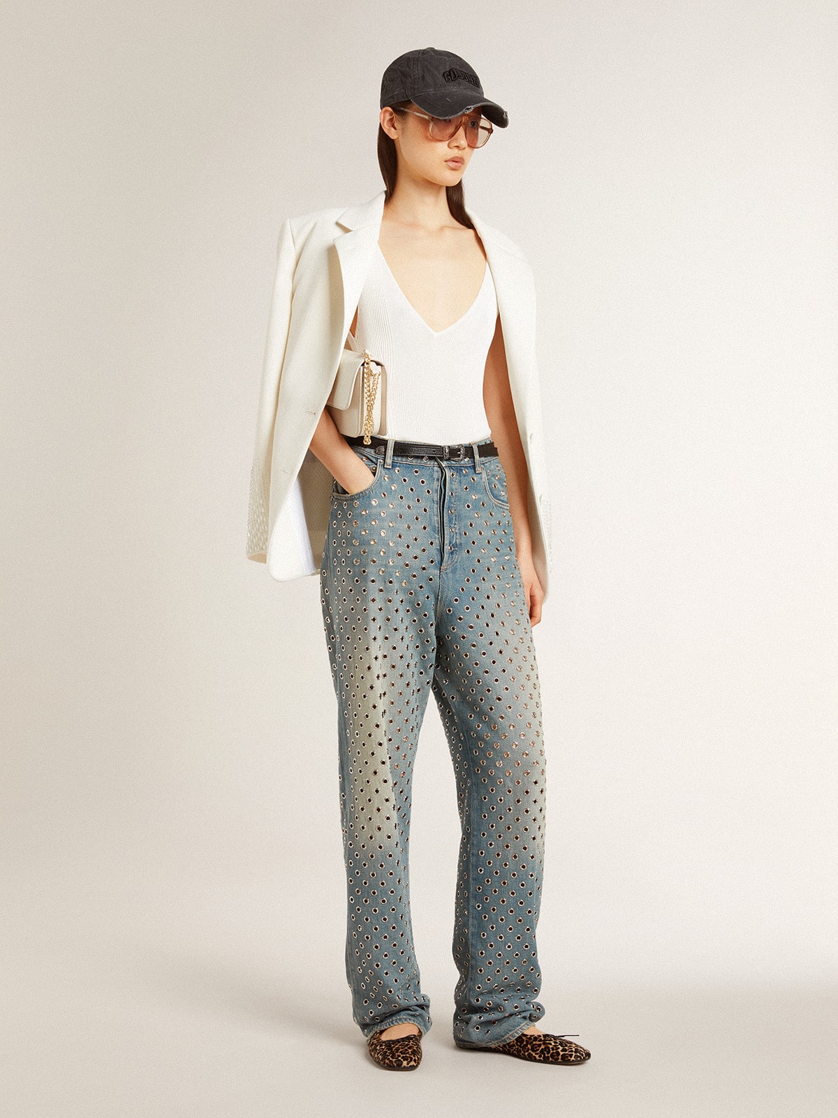 Golden Goose Amy ballet flats in beige leopard-print pony skin
