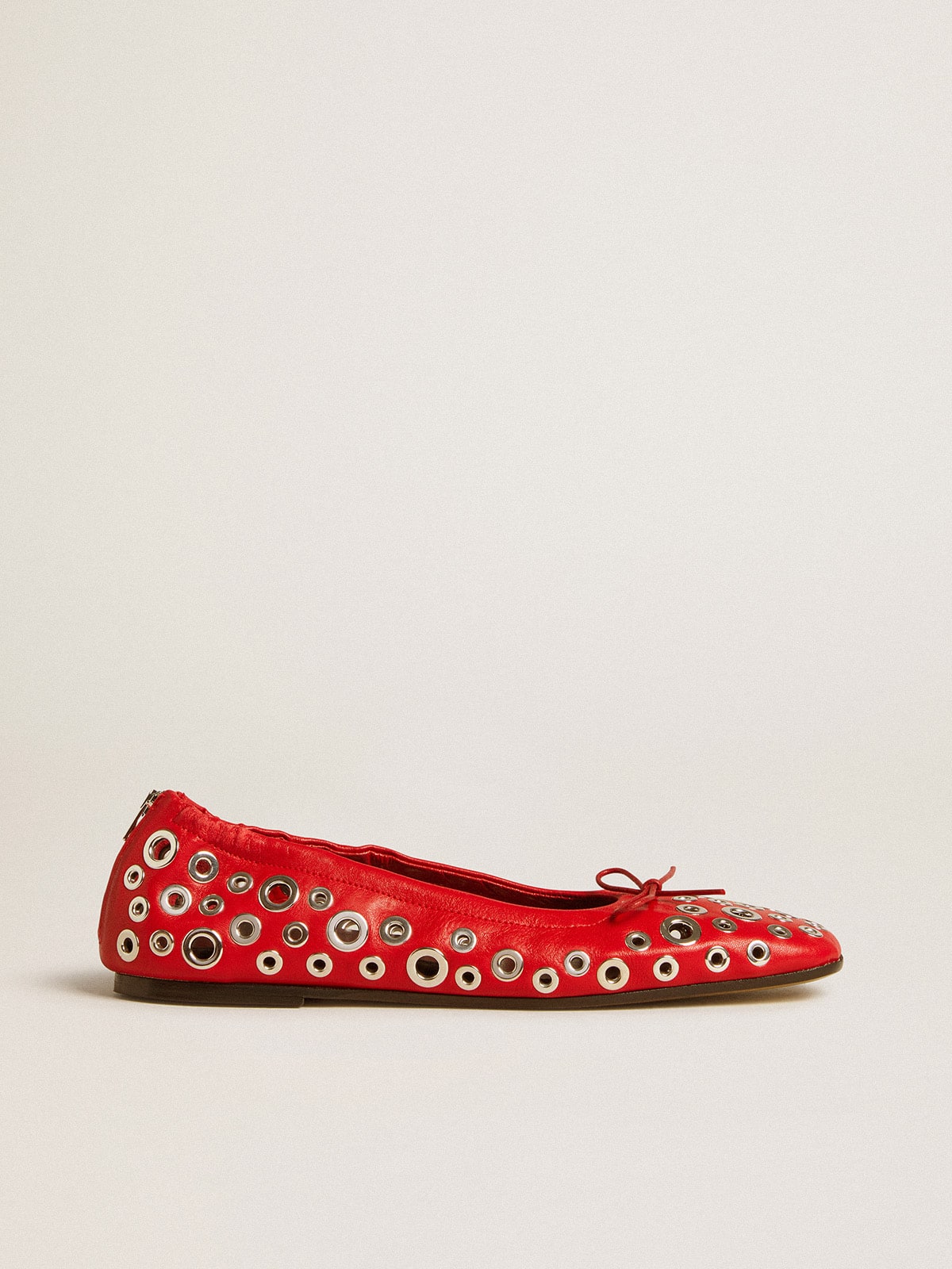 Golden Goose Amy ballet flats in red nappa leather with silver colored studs