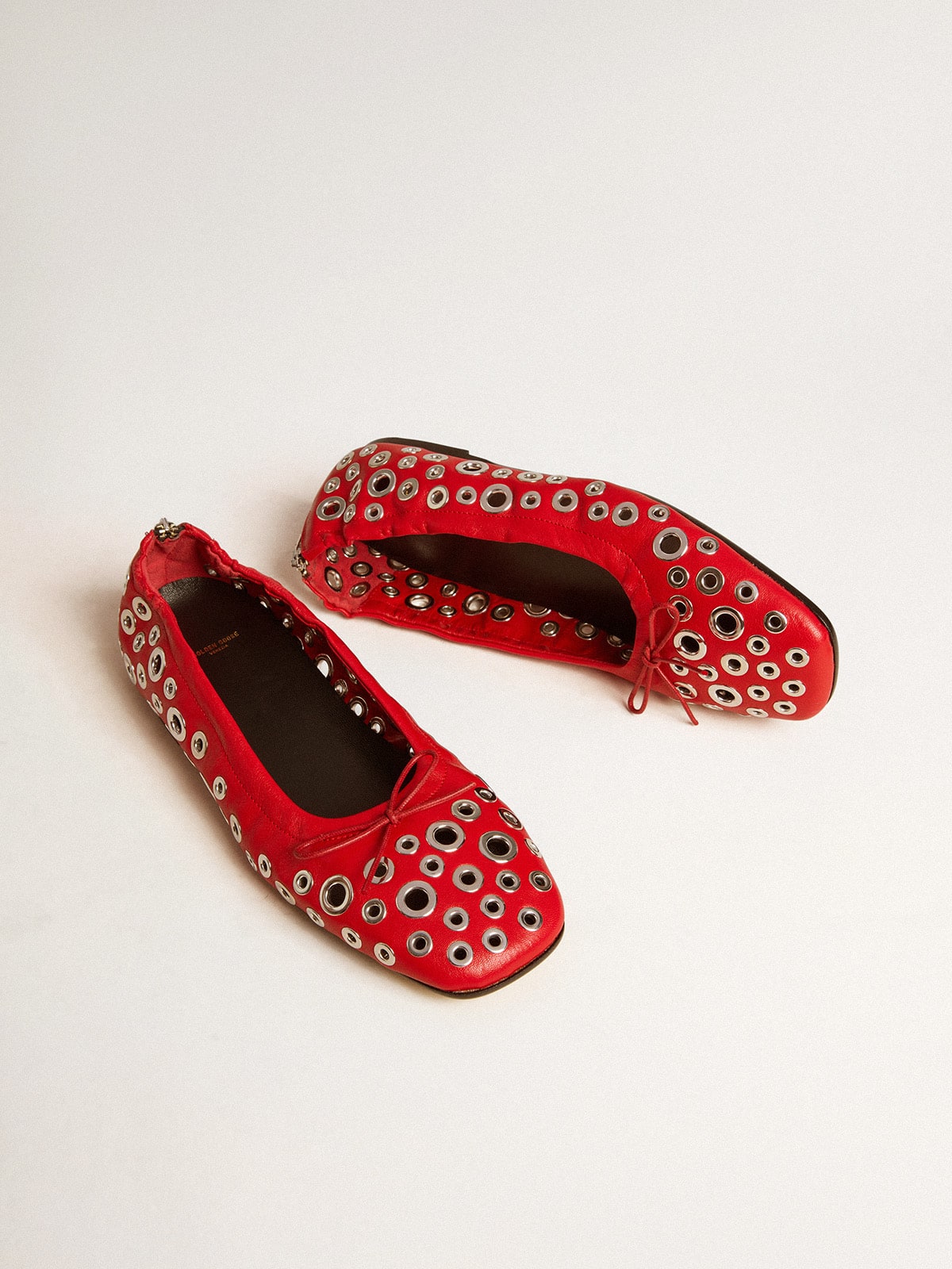 Golden Goose Amy ballet flats in red nappa leather with silver colored studs