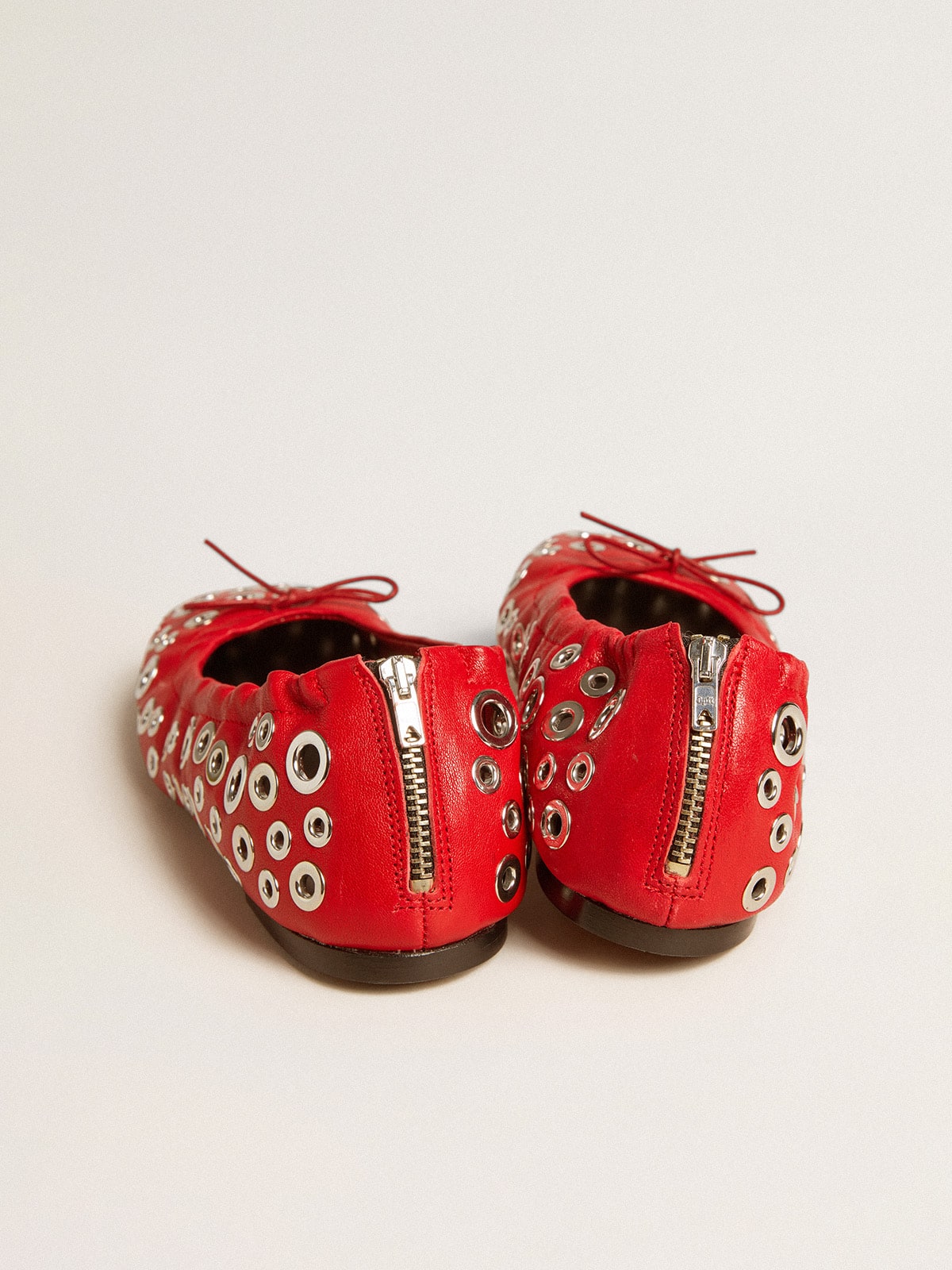 Golden Goose Amy ballet flats in red nappa leather with silver colored studs