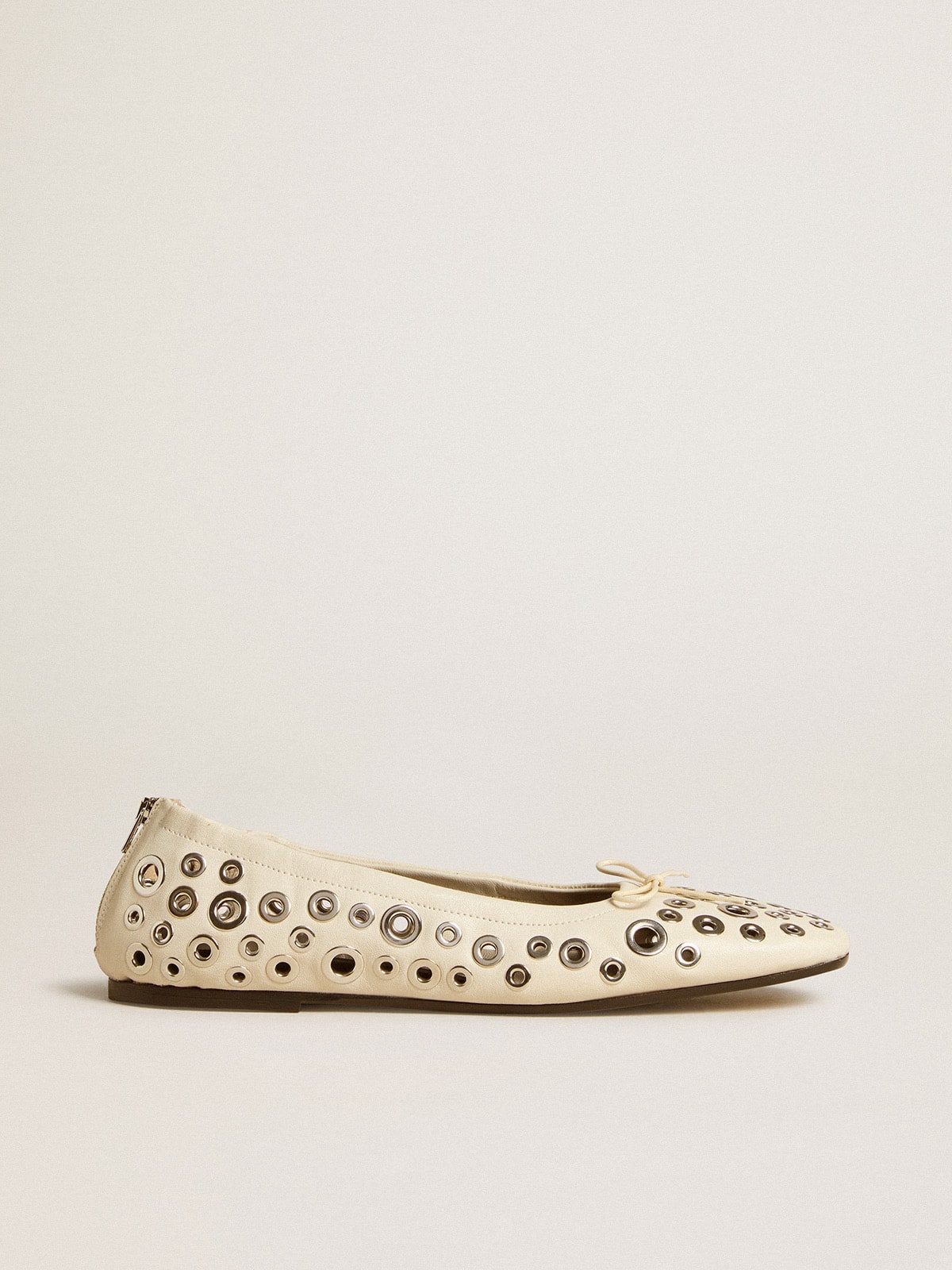 Golden Goose Amy ballet flats in white nappa leather with silver colored studs