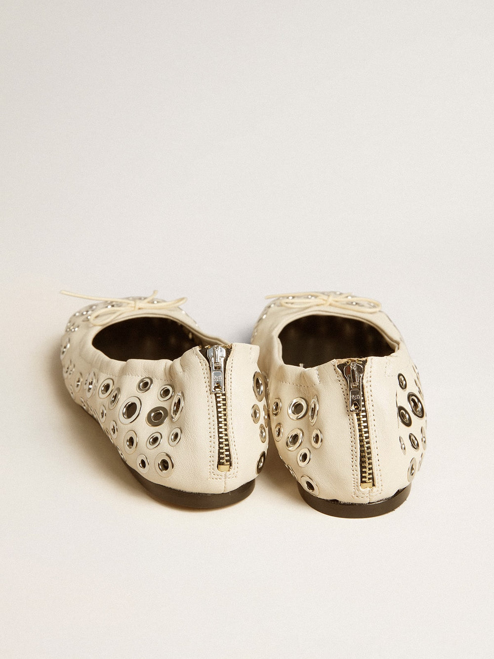 Golden Goose Amy ballet flats in white nappa leather with silver colored studs