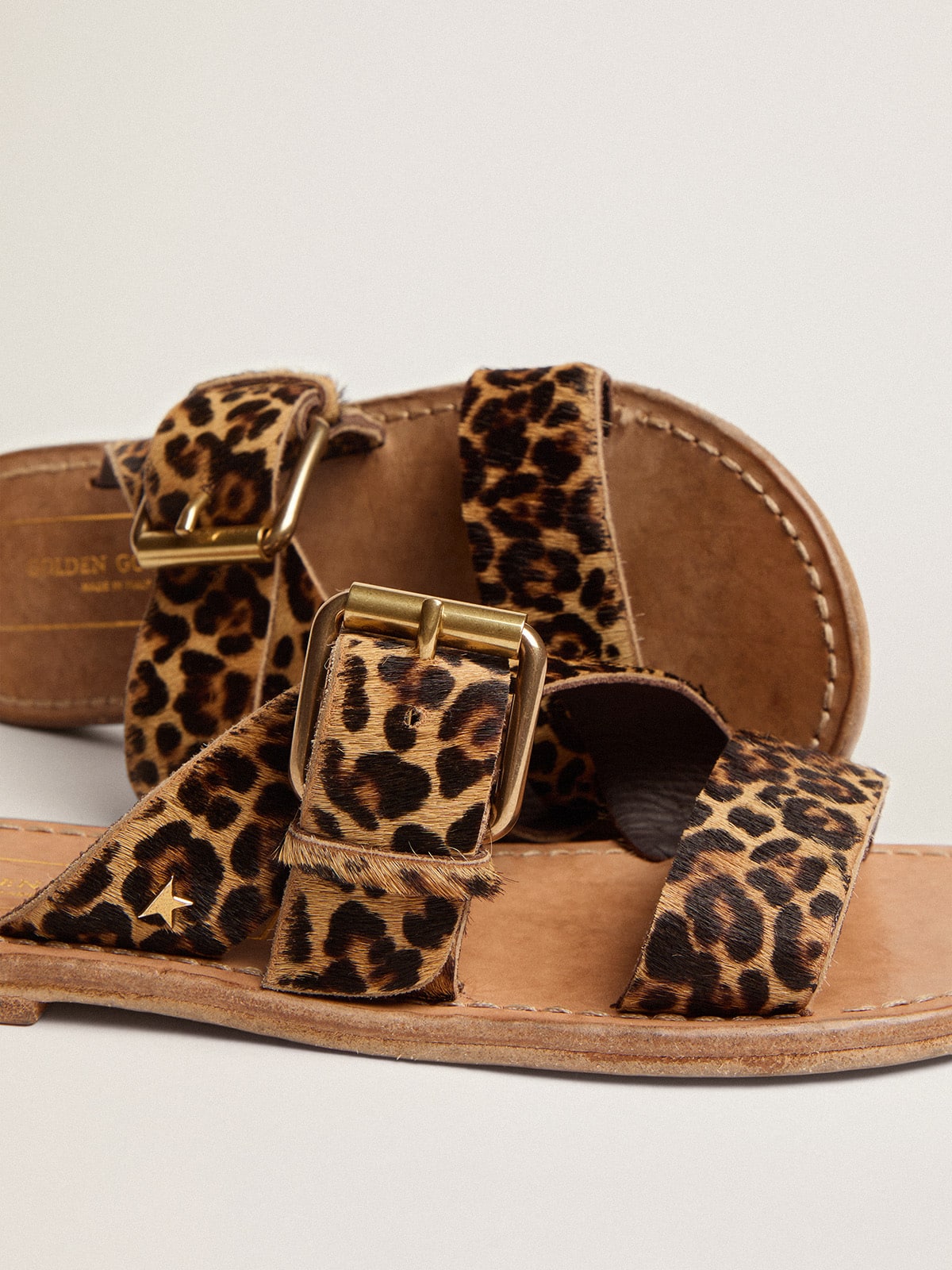 Golden Goose Leopard pony skin sandals for women Margaret | Golden Goose