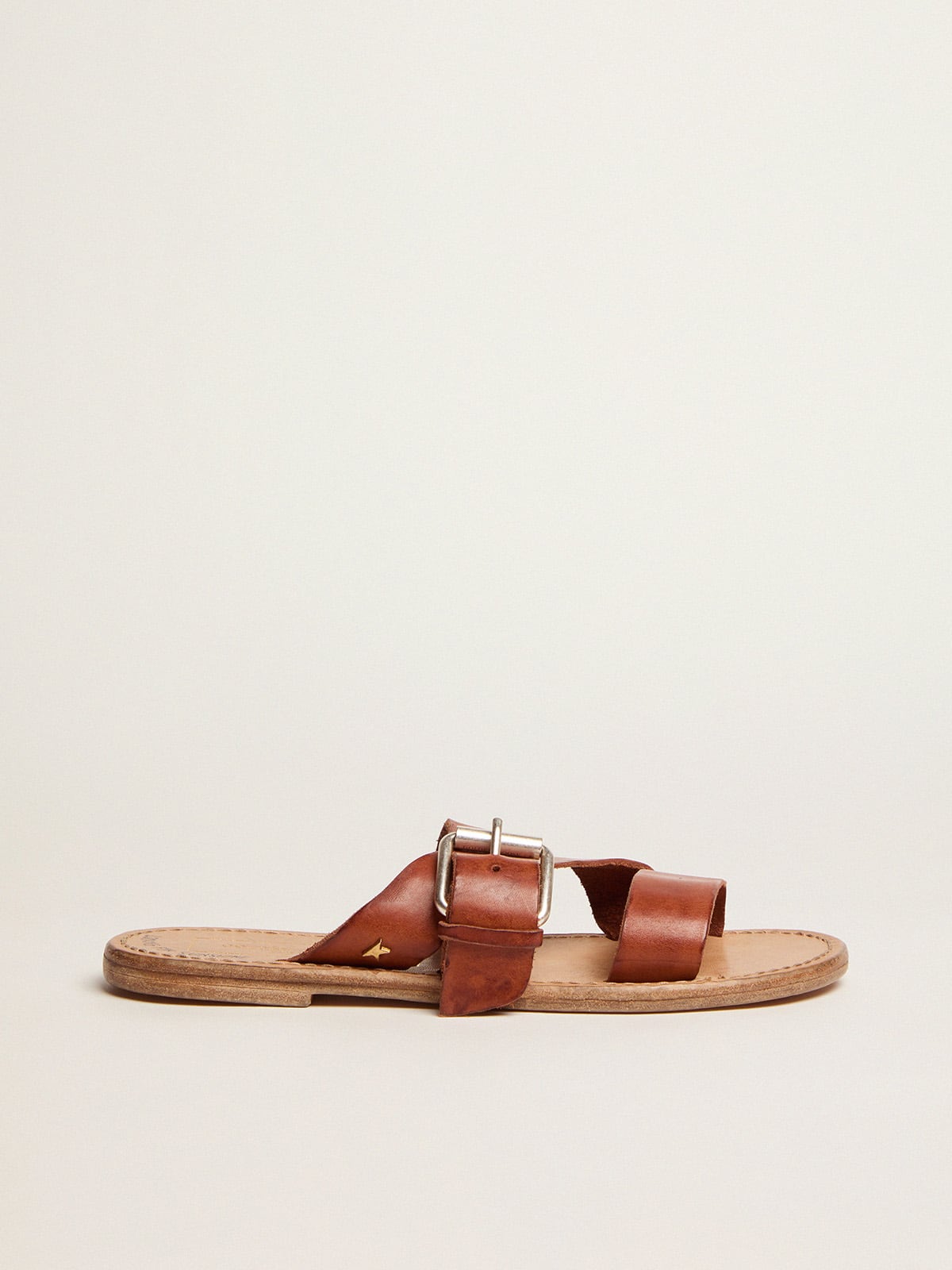 Golden Goose Margaret flat sandals in resin-coated leather