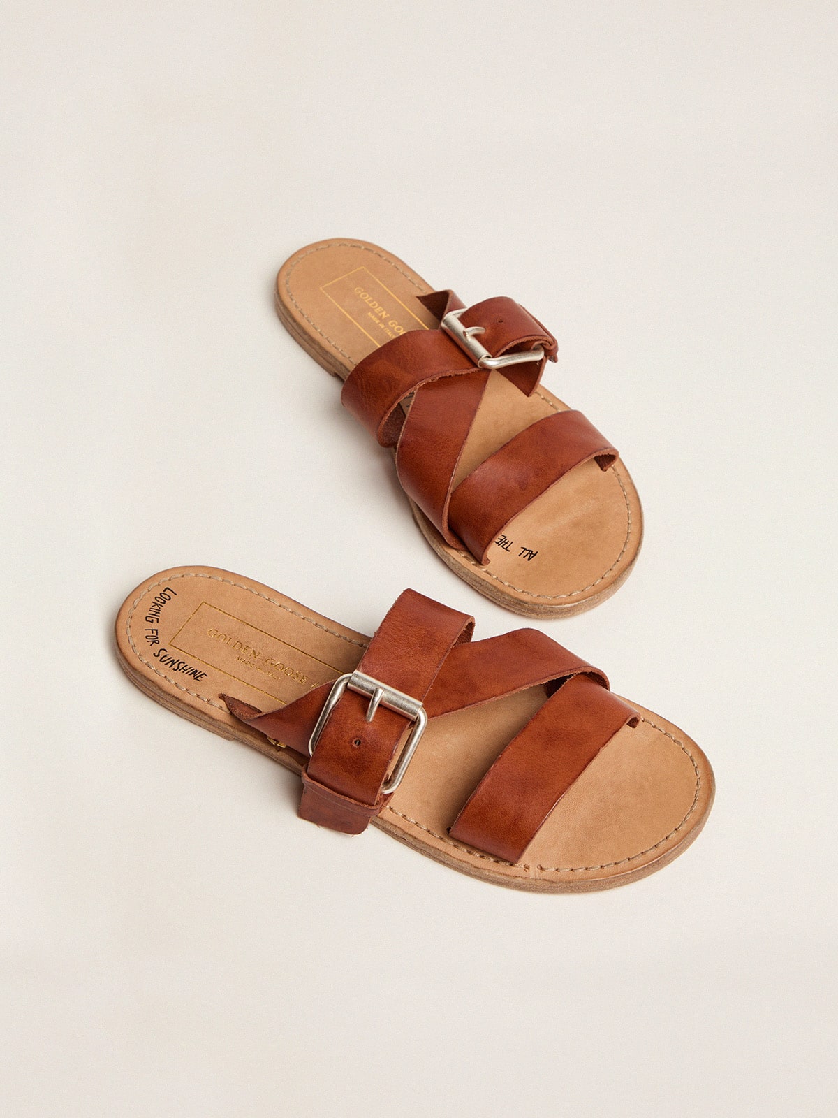 Golden Goose Margaret flat sandals in resin-coated leather