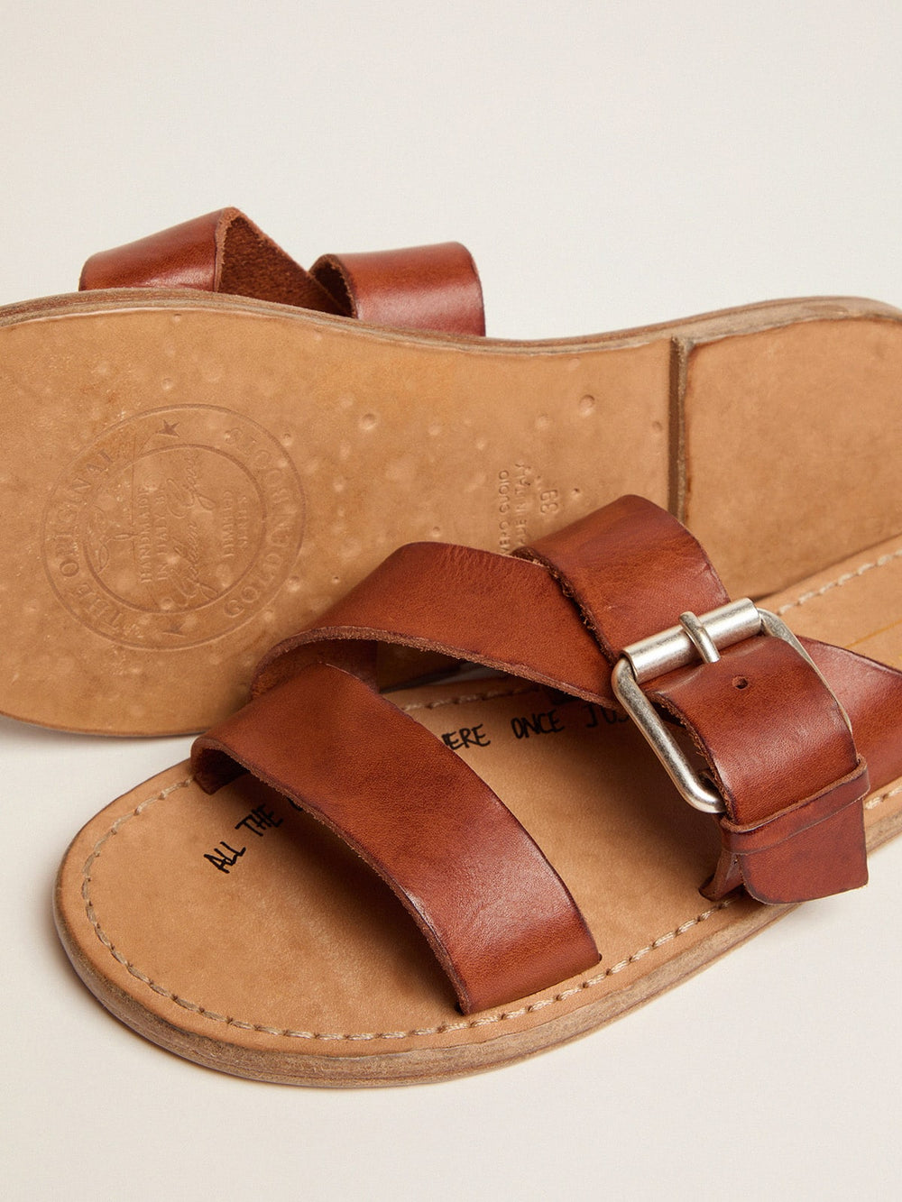Golden Goose Margaret flat sandals in resin-coated leather
