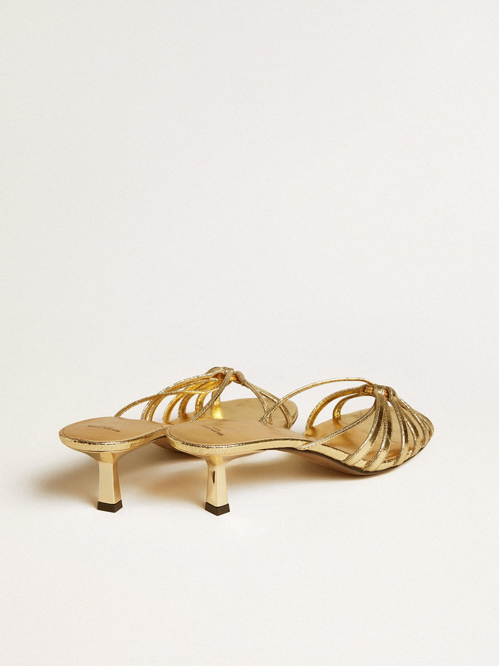 Golden Goose Nico kitten heel sandals in metallic gold leather
