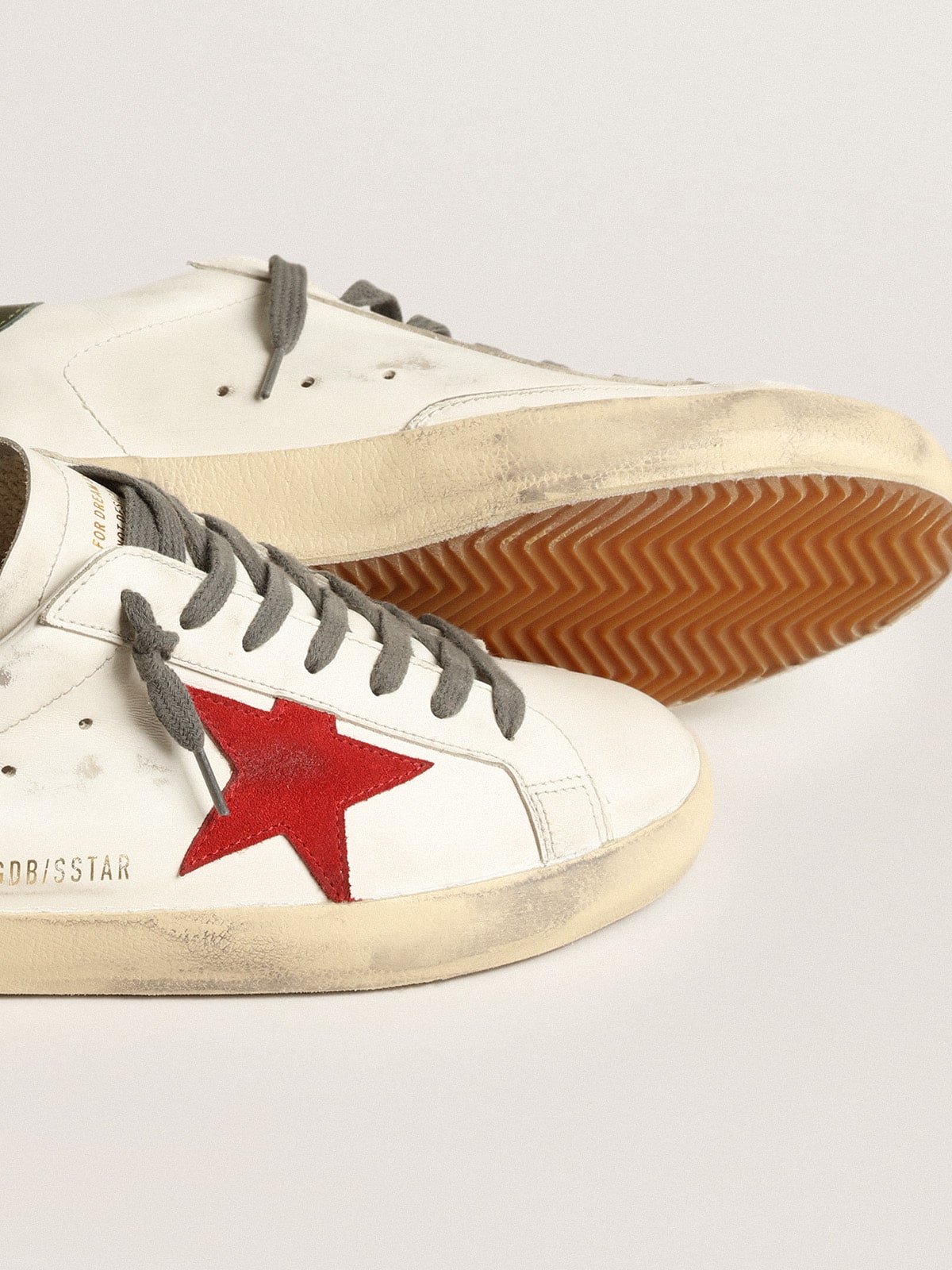Golden Goose Men's Super-Star with red suede star and green leather heel tab