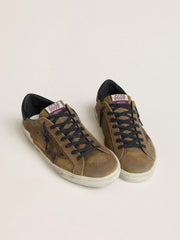 Golden Goose Men's Super-Star LTD in waxed suede with python-print star and nappa leather heel tab