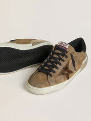 Golden Goose Men's Super-Star LTD in waxed suede with python-print star and nappa leather heel tab