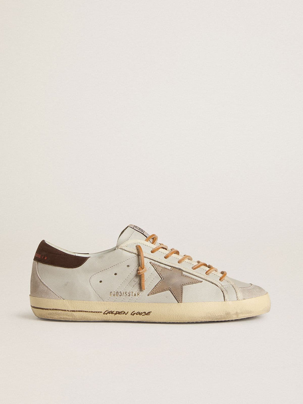 Golden Goose Men's Super-Star with tobacco-colored croc-print leather star and black leather heel tab
