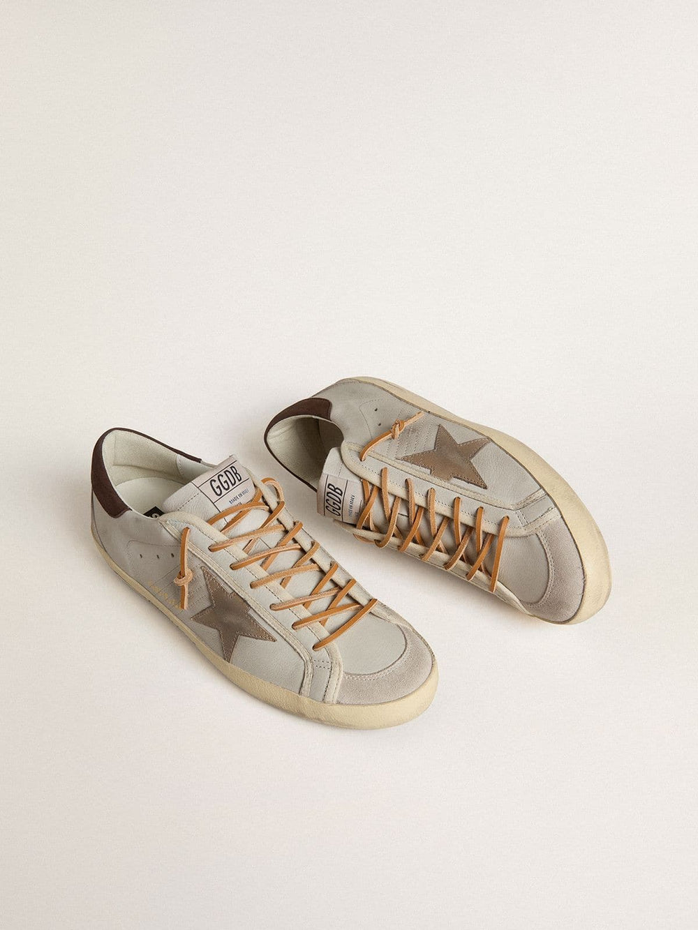 Golden Goose Men's Super-Star with tobacco-colored croc-print leather star and black leather heel tab