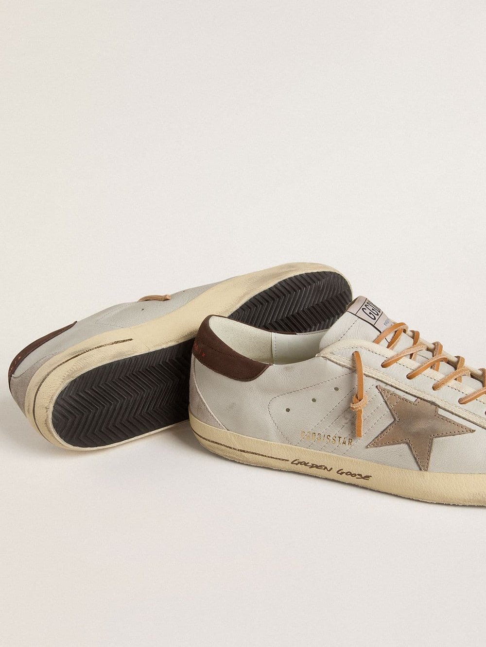 Golden Goose Men's Super-Star with tobacco-colored croc-print leather star and black leather heel tab