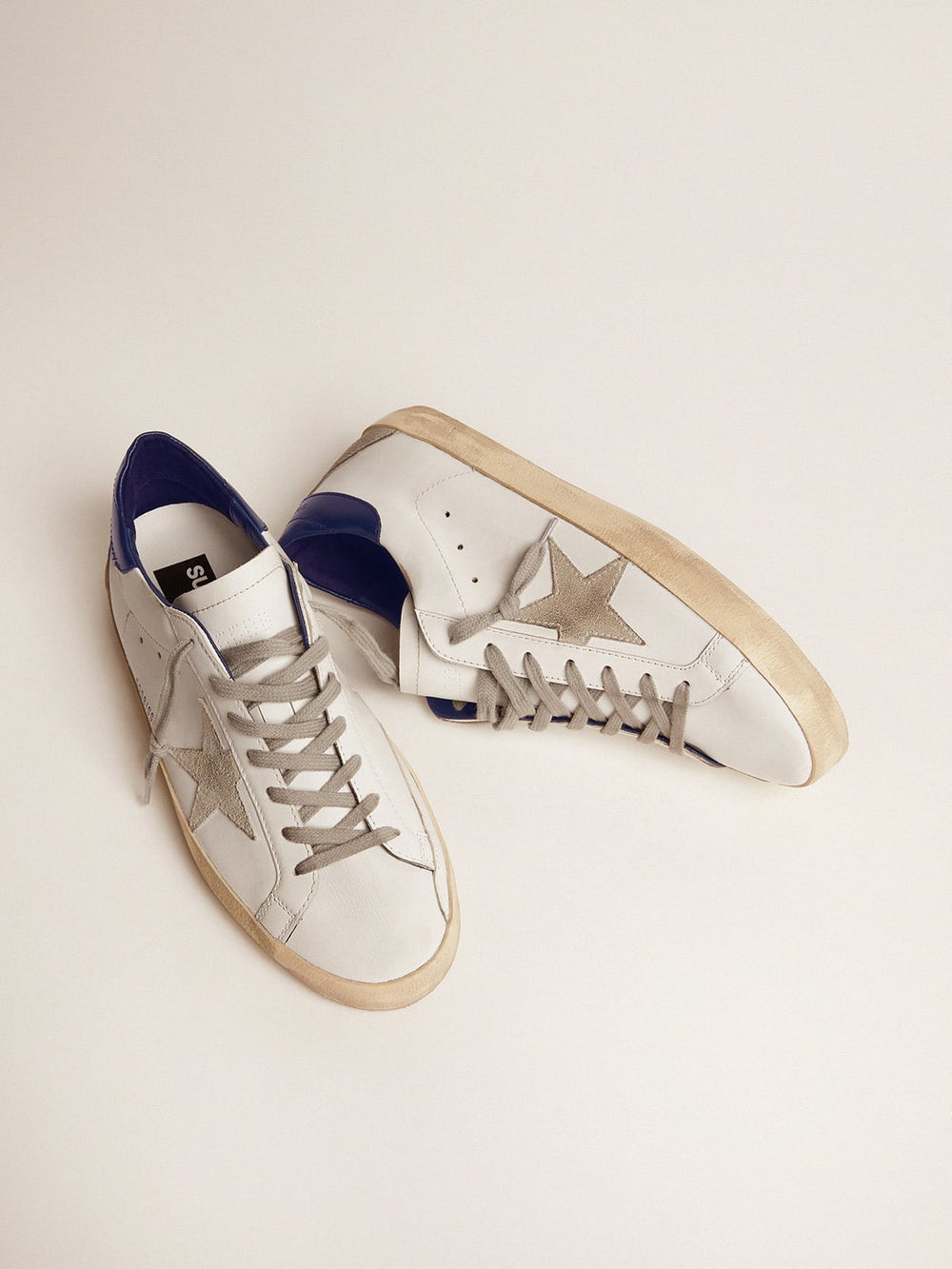 Golden Goose Men's Super-Star with suede star and blue heel tab