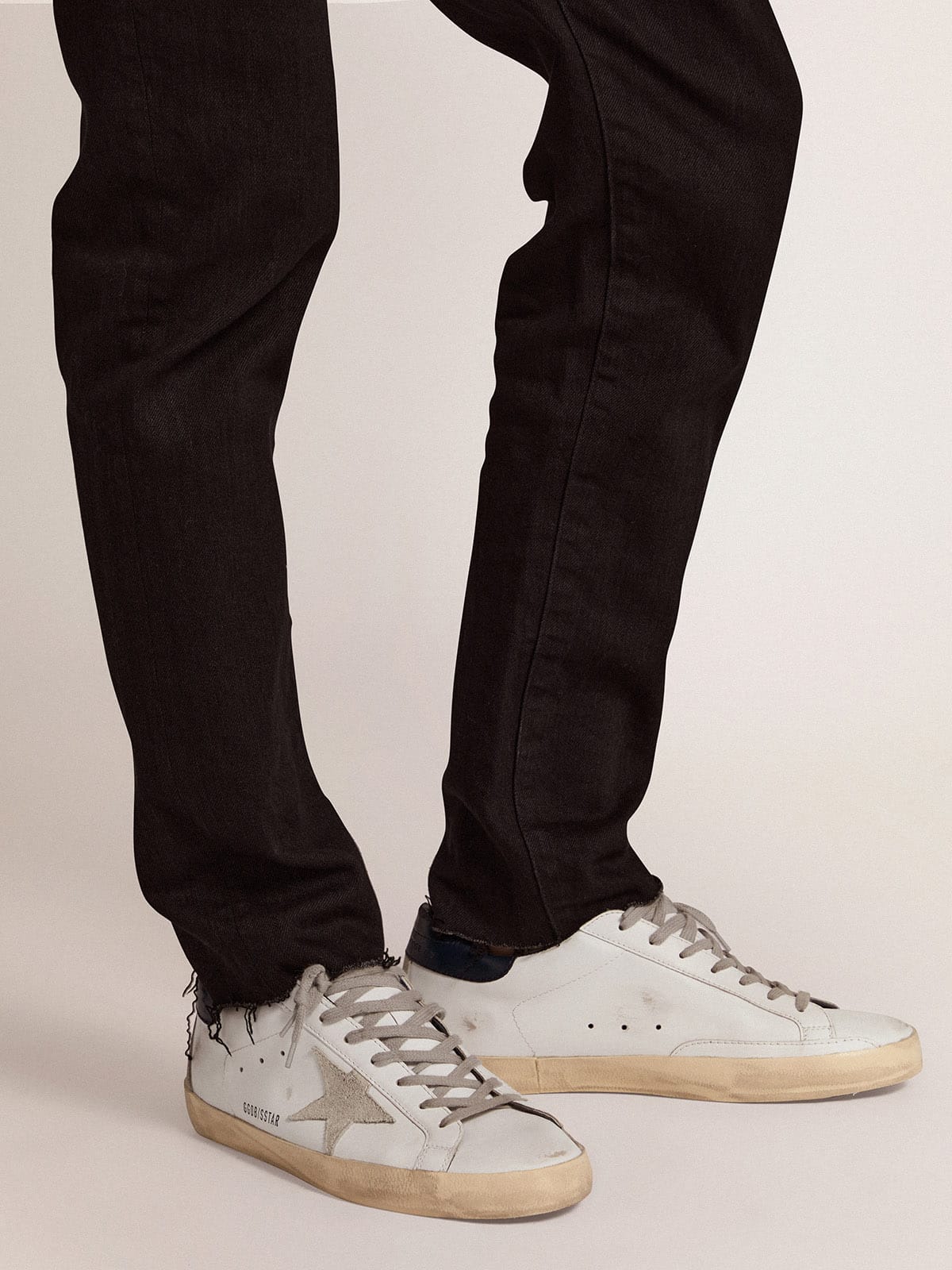 Golden Goose Men's Super-Star with suede star and blue heel tab