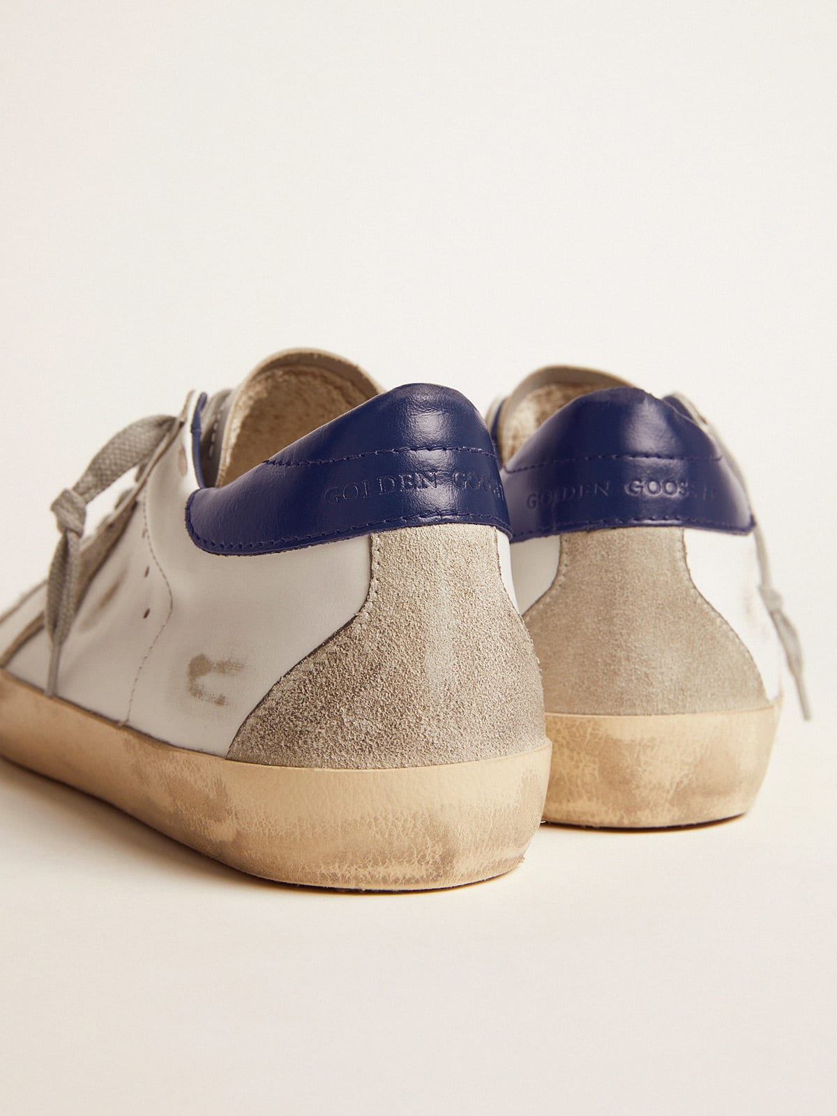 Golden Goose Men's Super-Star with suede star and blue heel tab