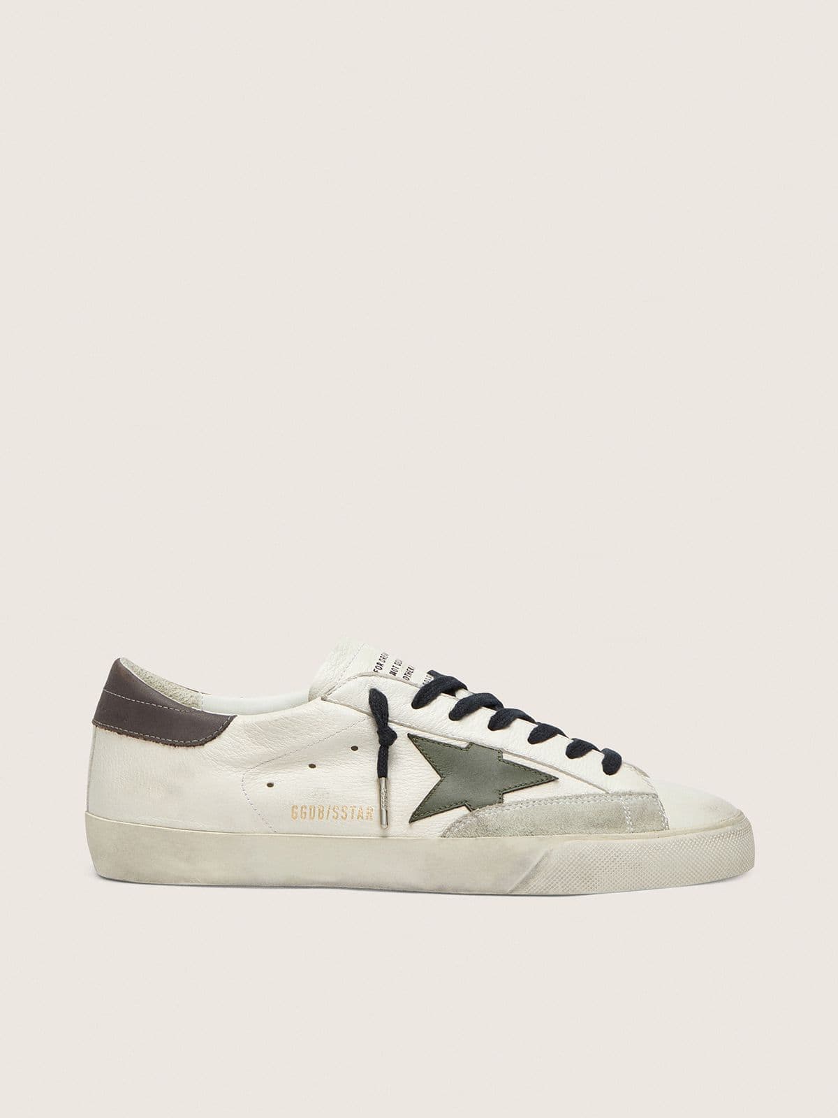 Golden Goose Men's Super-Star in nappa with green leather star and gray leather heel tab