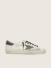 Golden Goose Men's Super-Star in nappa with green leather star and gray leather heel tab
