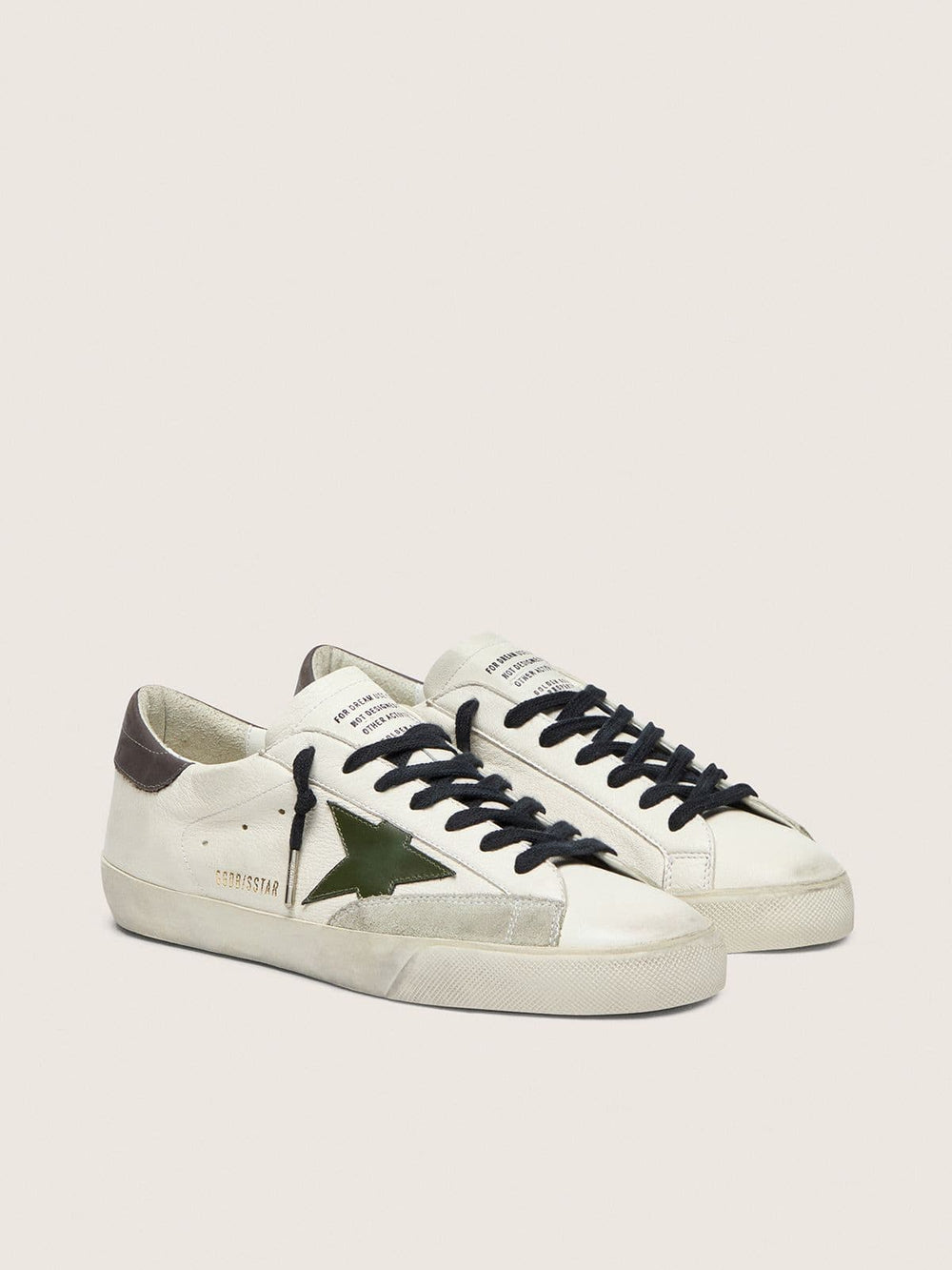 Golden Goose Men's Super-Star in nappa with green leather star and gray leather heel tab