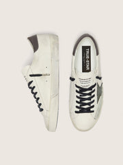 Golden Goose Men's Super-Star in nappa with green leather star and gray leather heel tab