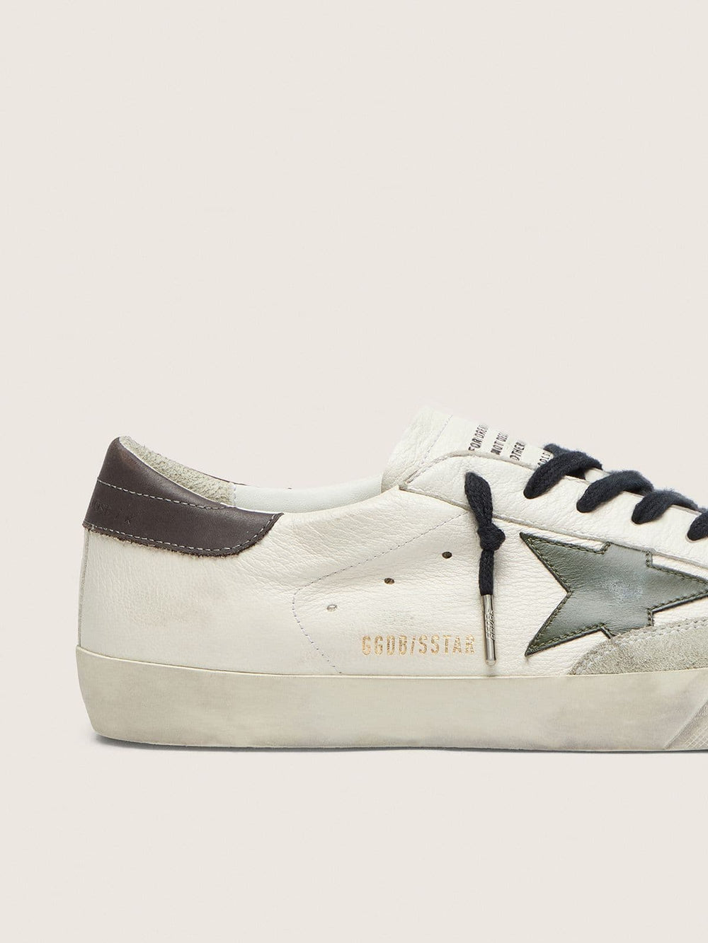 Golden Goose Men's Super-Star in nappa with green leather star and gray leather heel tab