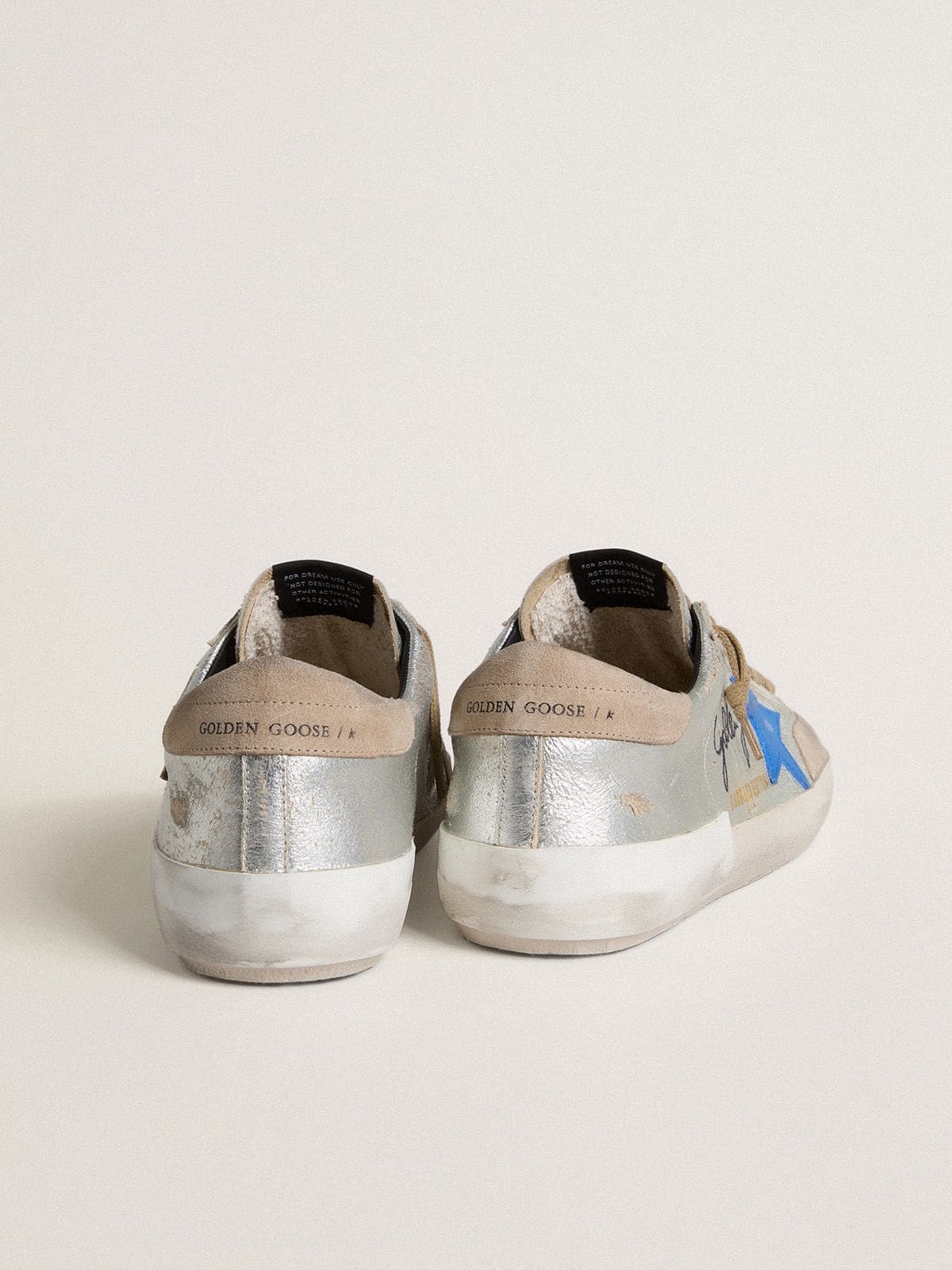Golden Goose Men's Super-Star LTD in silver metallic suede with leather star and suede heel tab
