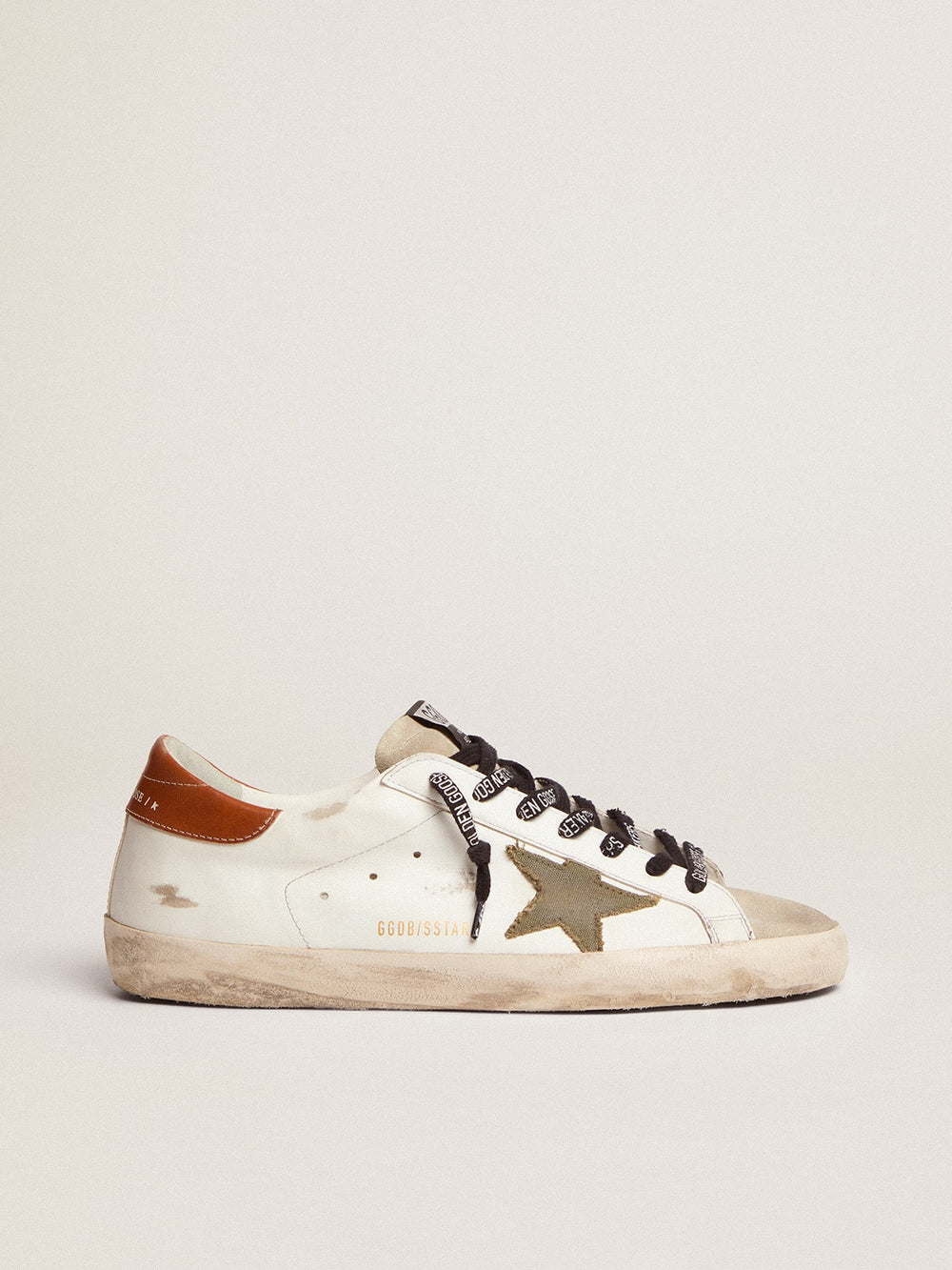 Golden Goose Men's Super-Star with star in olive green canvas